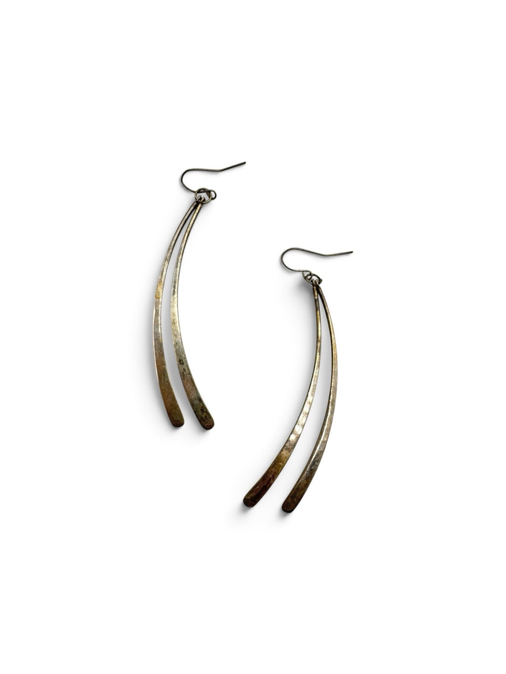 Vintage Sterling Silver Modernist Geometric Dangle Earrings 3” Minimalist